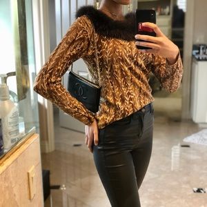 Dana Buchman fur collar top